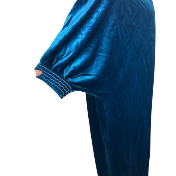 Vintage 70's Tom Bezduda For Barad & Co. Night Gown/Kaftan Large Blue Velour - Picture 5 of 12